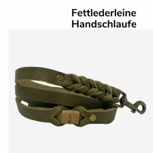 Fettlederleine Handschlaufe 1,75m VINTAGE olive