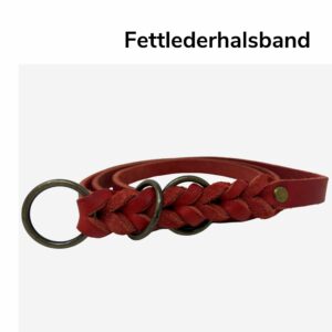 Fettleder Halsband Zugstopp VINTAGE rot Halsumfang frei wählbar