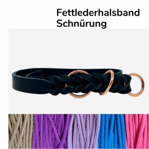 Fettlederhalsband 2cm breit schwarz, Schnürung frei wählbar