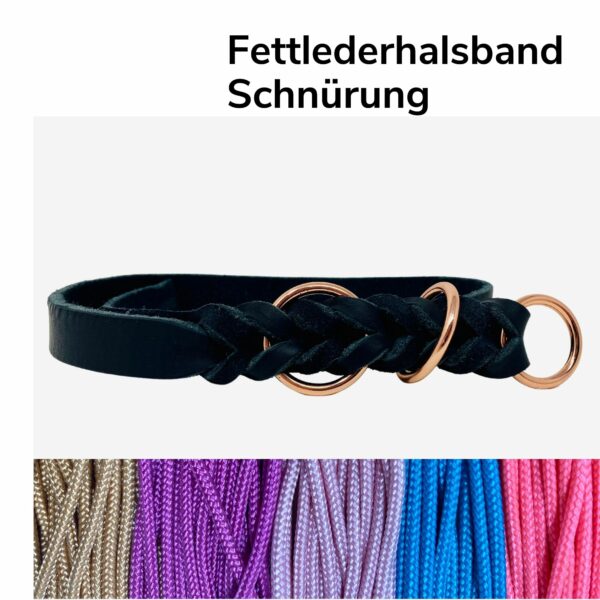 Fettlederhalsband 2cm breit schwarz, Schnürung frei wählbar