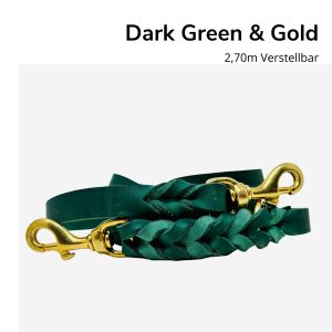 Fettlederleine Dark Green & Gold 270cm