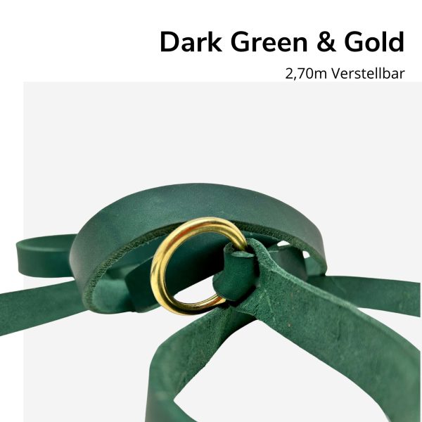 Fettlederleine Dark Green & Gold 270cm – Bild 2