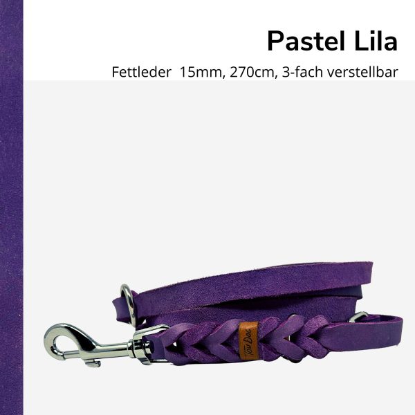 Fettlederleine verstellbar Pastelfarben 270cm – Bild 2
